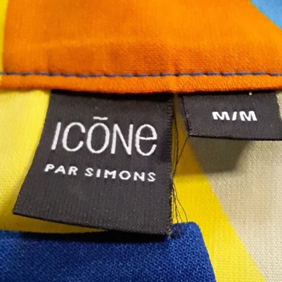 SIMONS Icône Collection ART 2 WEAR BLOUSE BUTTON UP henley Sz MEDIUM COLORFUL - Picture 4 of 7